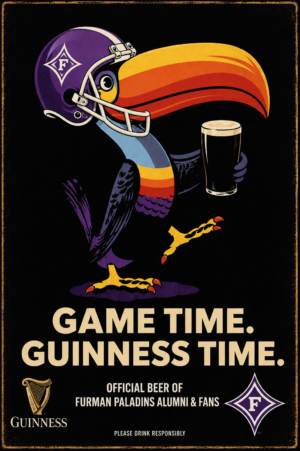 Furman Paladins-Inspired Game Time Guinness Wall Art