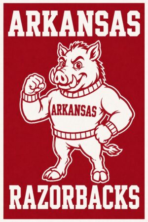 Arkansas Razorbacks Red and Cream Boar Wall Art