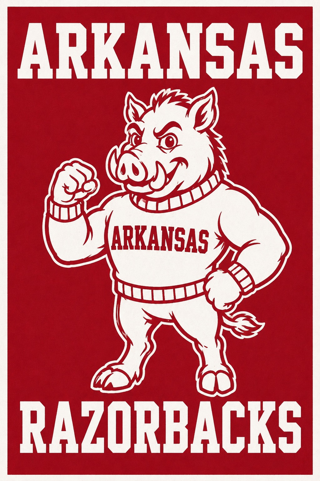 Arkansas Razorbacks Red and Cream Boar Wall Art