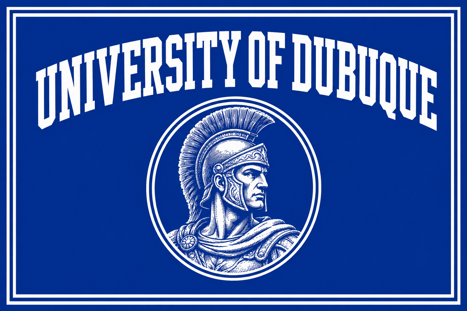 University of Dubuque Blue and White Warrior Wall Art