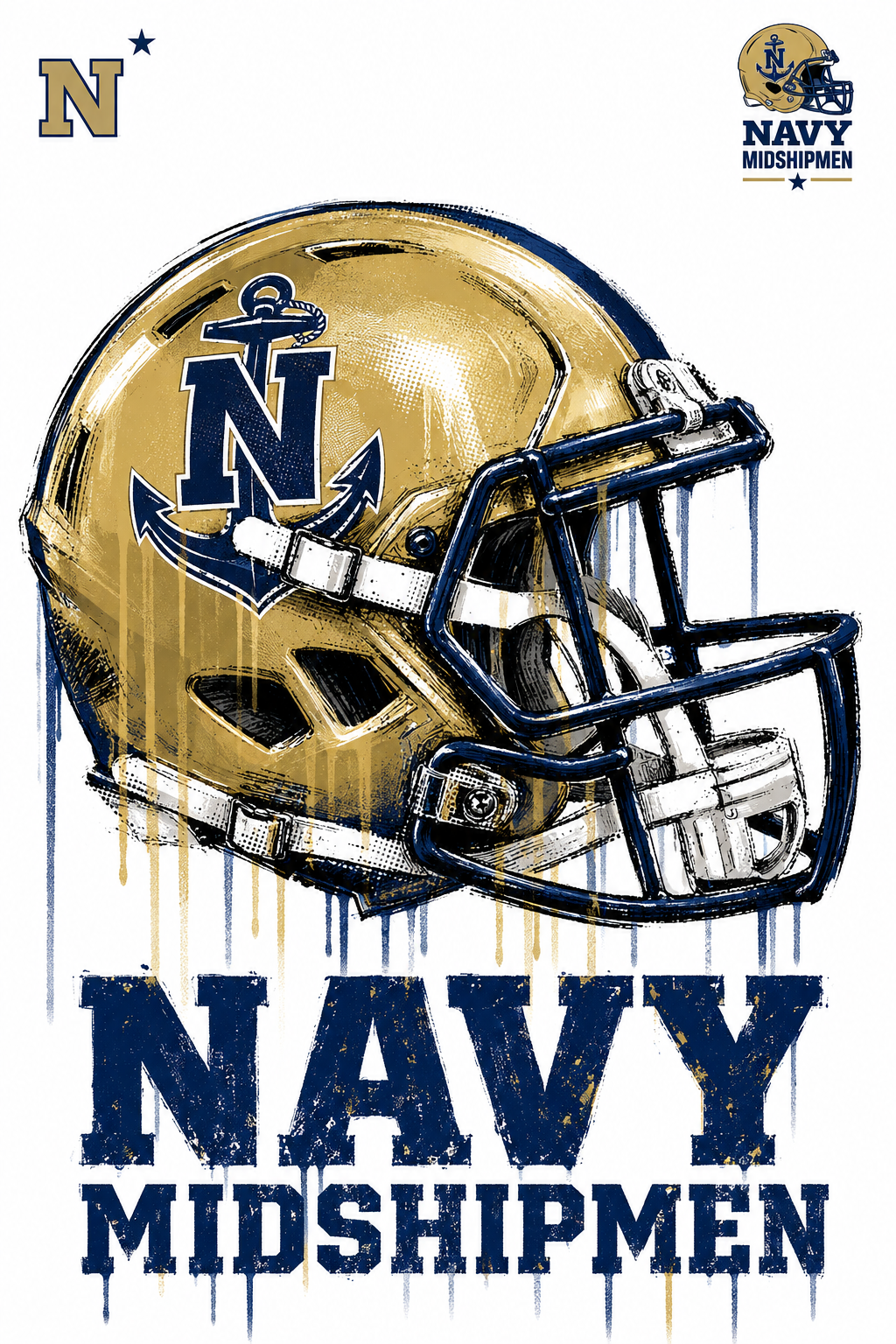 Navy Midshipmen Football Helmet Graphic Wall Art