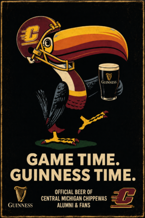 Central Michigan Chippewas Football Guinness-Themed Wall Sign