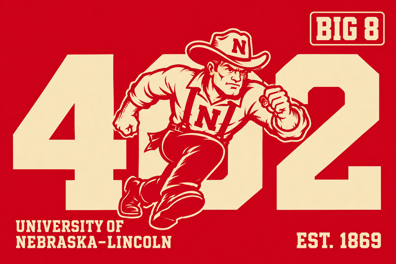 Nebraska Big 8 Football Mascot 412 Graphic Wall Art