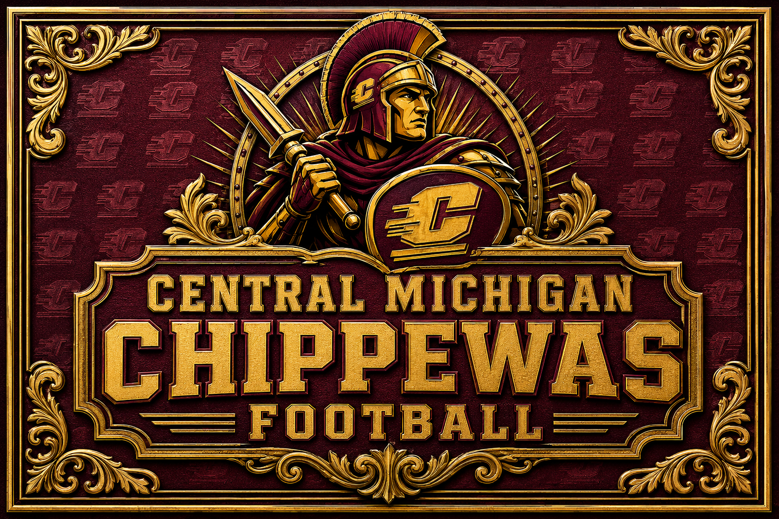 Central Michigan Chippewas Football Warrior Wall Art