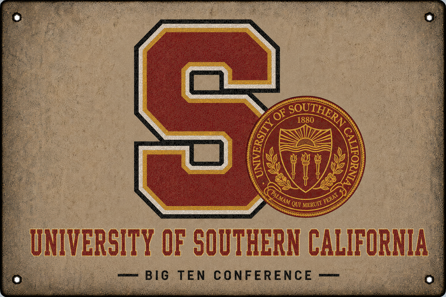 USC Trojans Vintage-Style Big Ten Conference Metal Sign