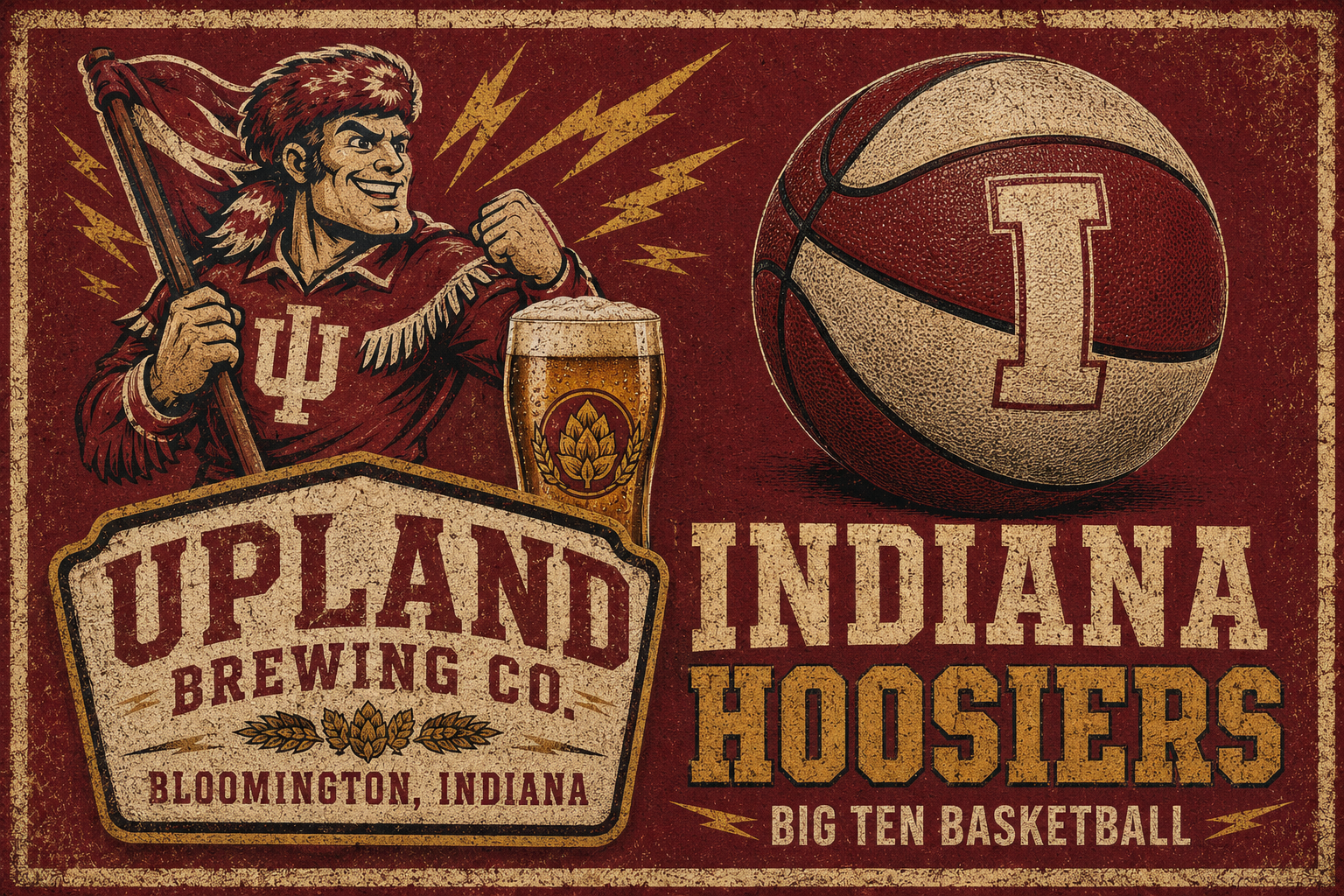 Upland Indiana Hoosiers Big Ten Basketball Wall Art