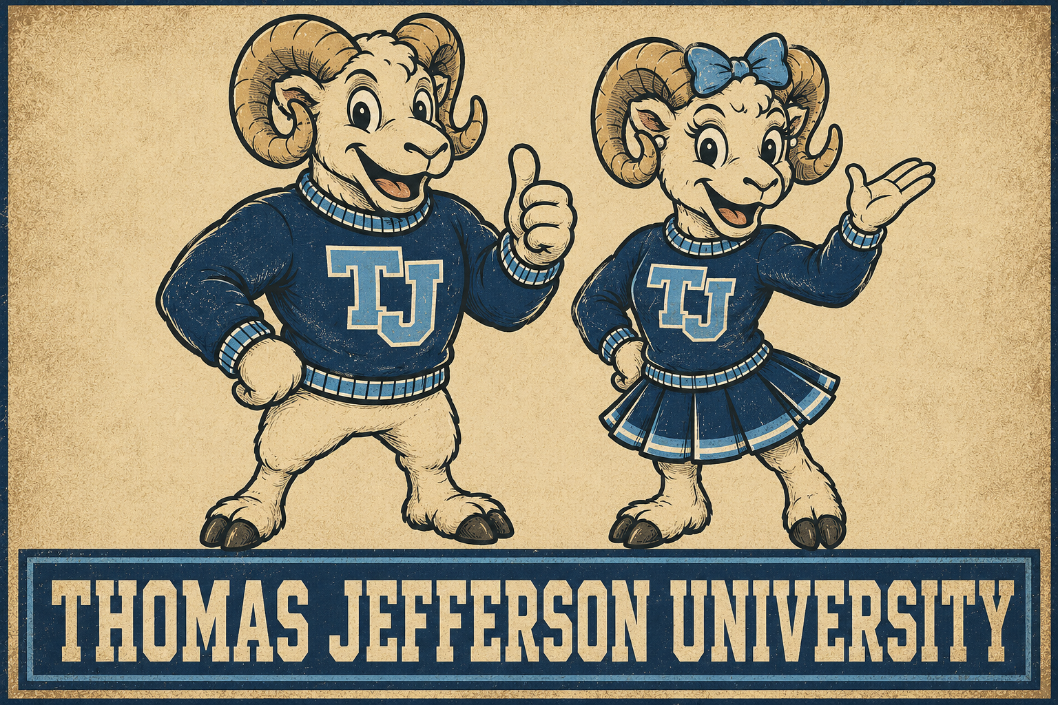 Thomas Jefferson University Rams Vintage-Style Wall Art