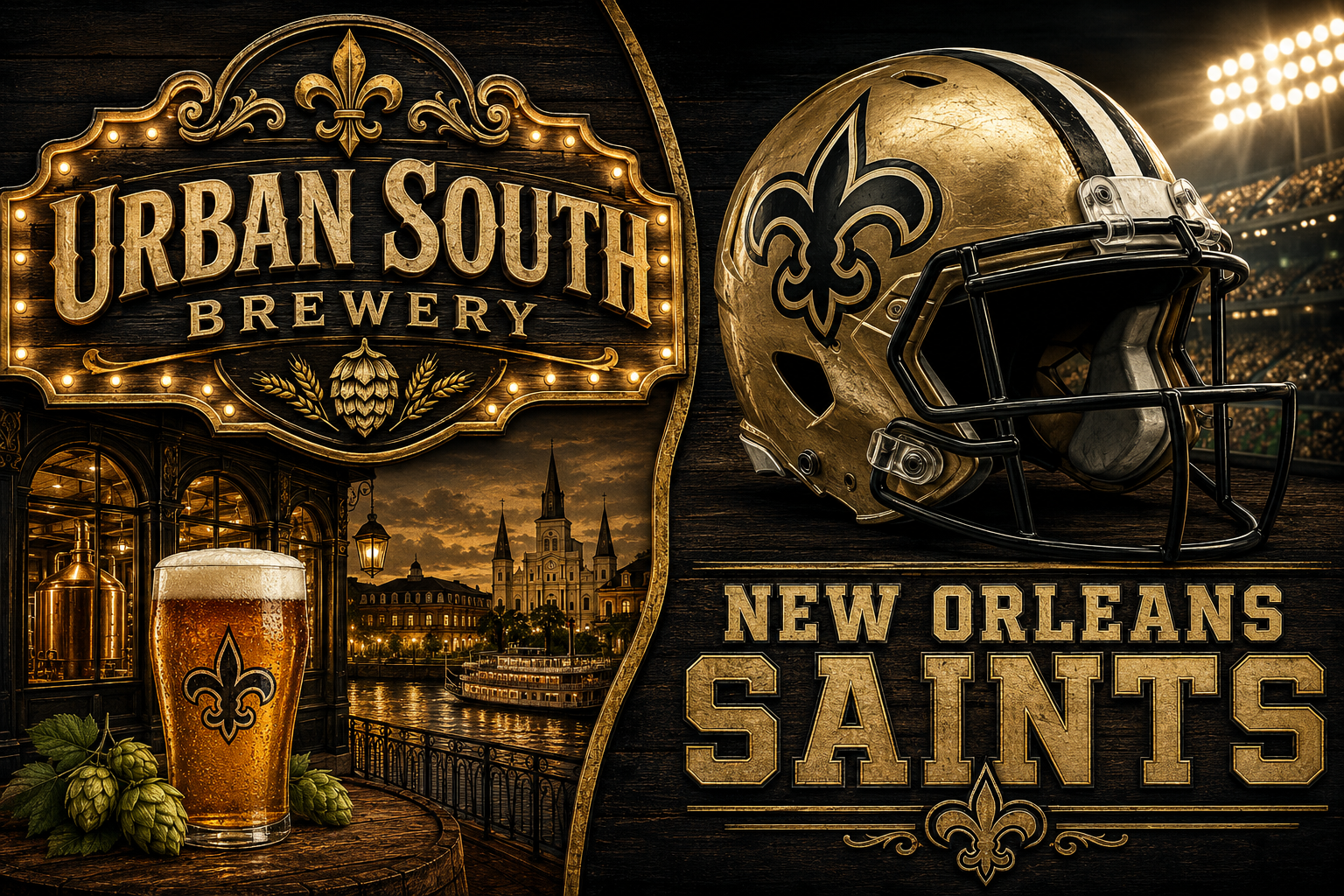 Urban South Brewery New Orleans Saints Vintage-Style Wall Art