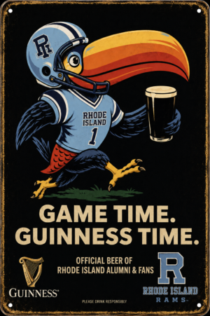 Rhode Island Rams Guinness-Inspired Game Time Metal Sign