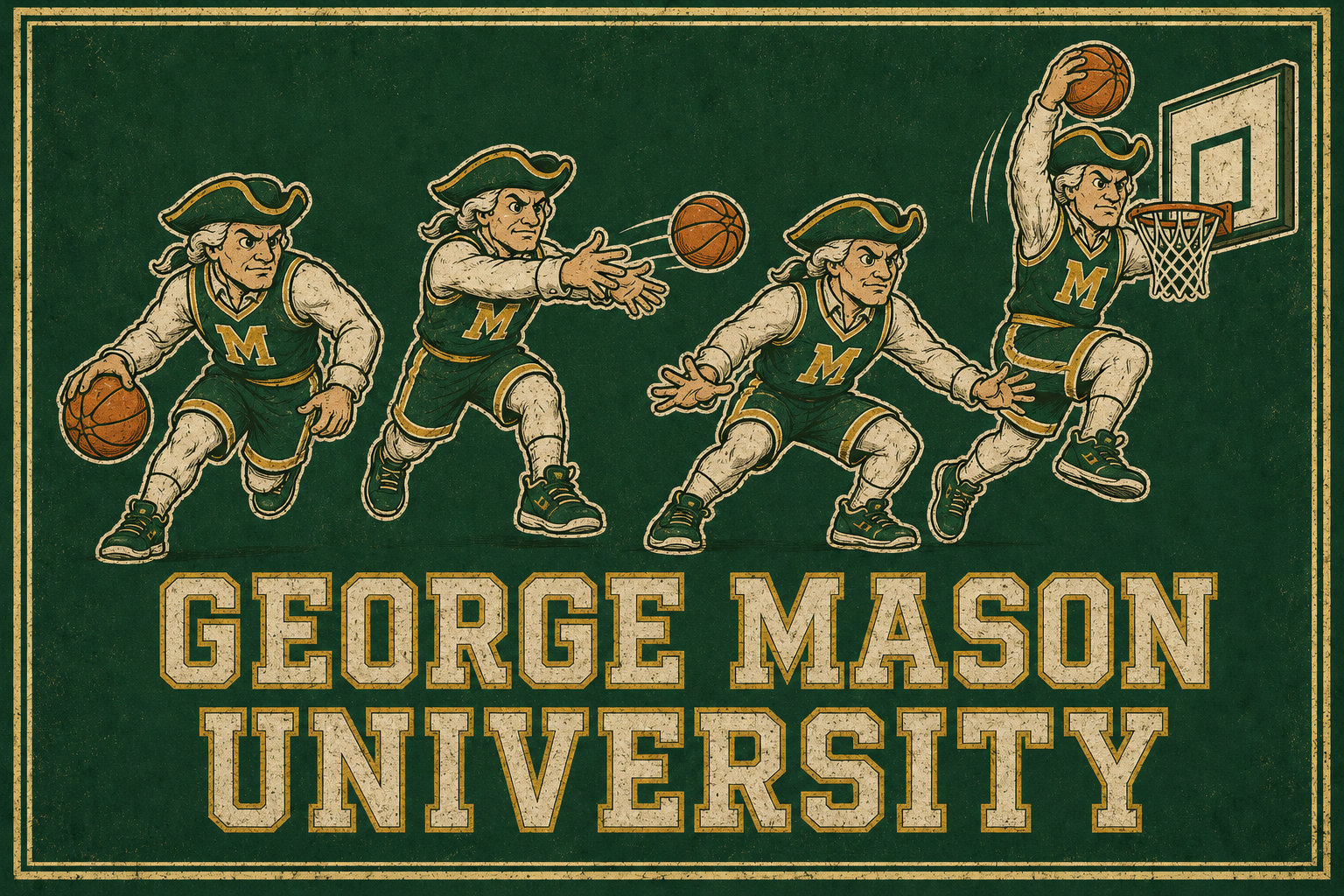 George Mason University Basketball Retro Wall Art