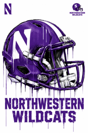 Northwestern Wildcats Purple Football Helmet Wall Art Print