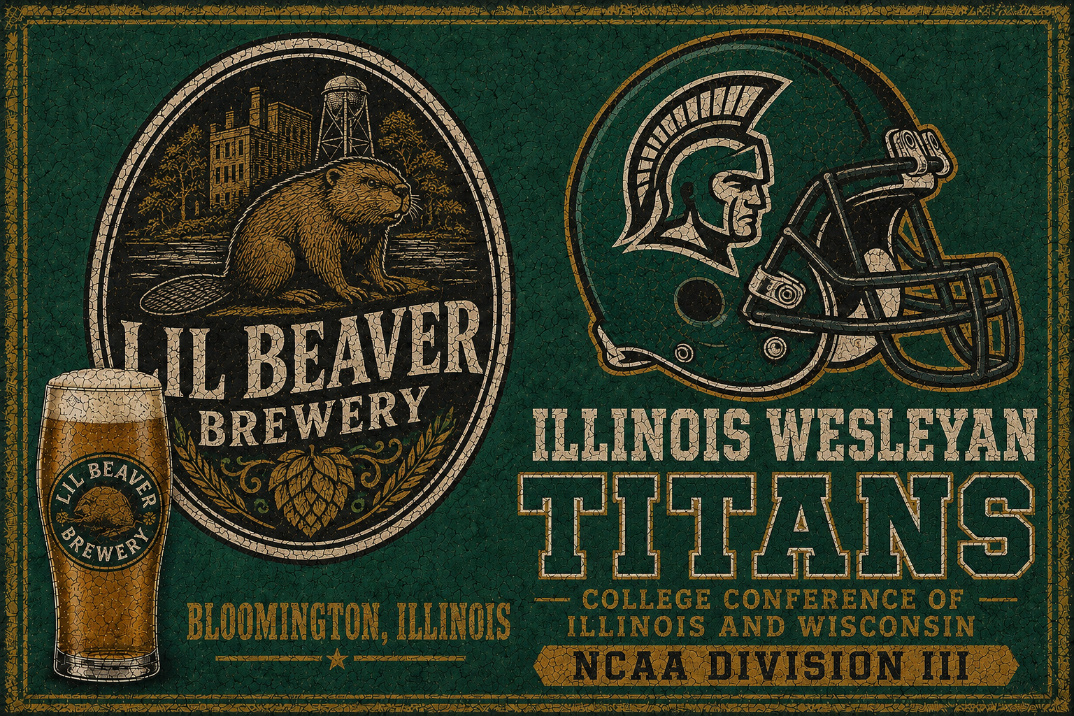 Ill Beaver Brewery Illinois Wesleyan Titans Vintage Wall Art