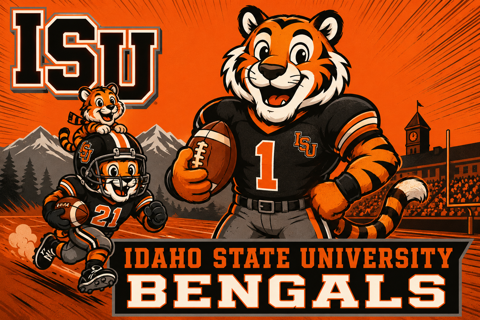 Idaho State Bengals Tiger Football Wall Art