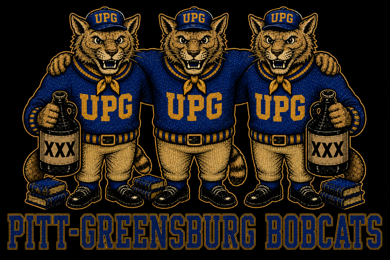 Pitt-Greensburg Bobcats Three Wildcats Graphic Wall Art