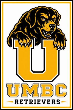 UMBC Retrievers Dog Mascot Gold and Black Wall Art