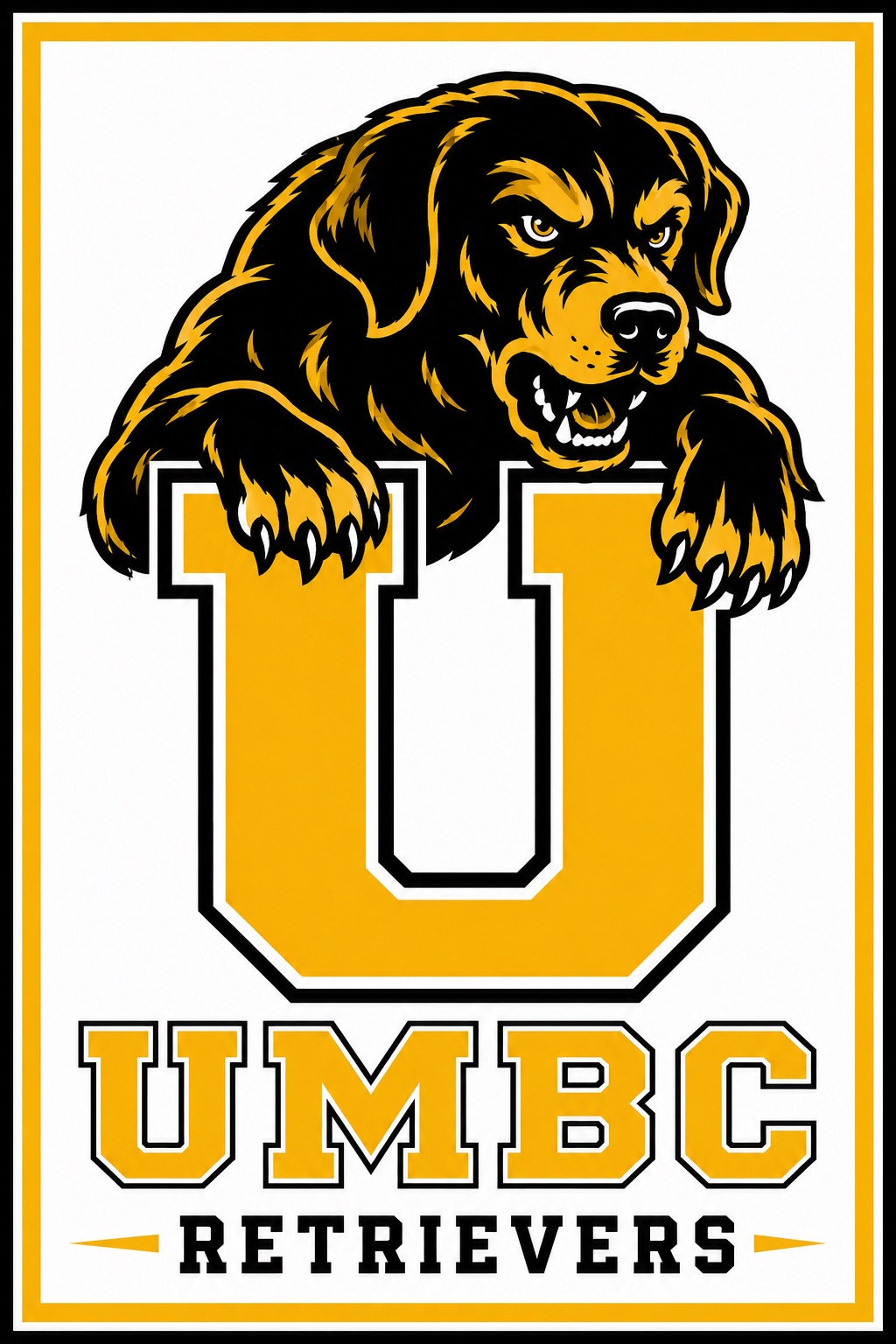 UMBC Retrievers Dog Mascot Gold and Black Wall Art