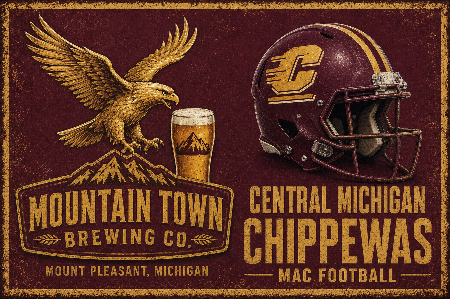 Mountain Town Brewing Co. Central Michigan Chippewas Football Sign