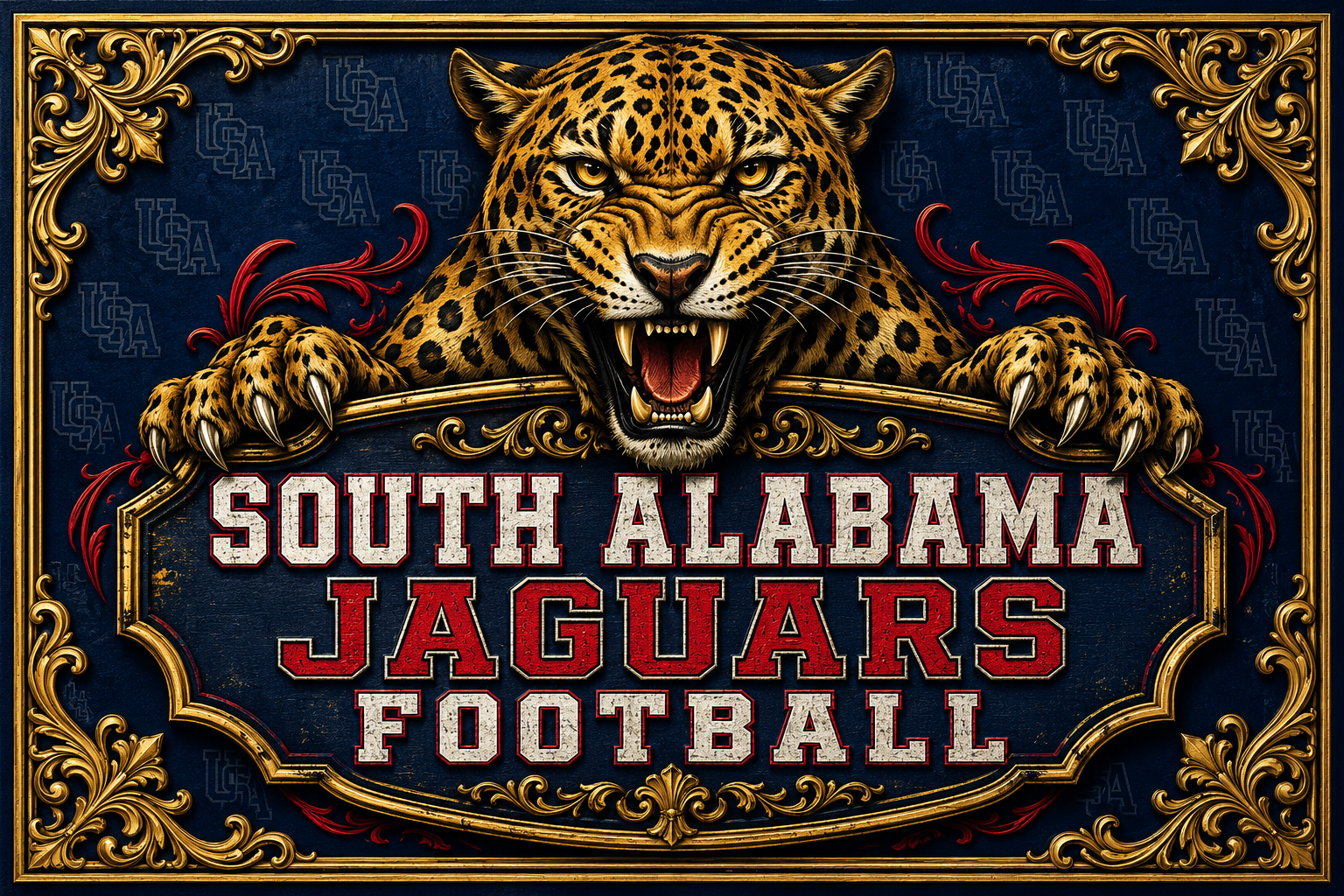 South Alabama Jaguars Football Jaguar Graphic Wall Art