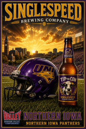Northern Iowa Panthers Singlespeed Brewing Vintage-Style Poster