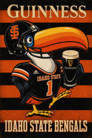 Idaho State Bengals Football and Guinness Vintage-Style Wall Art