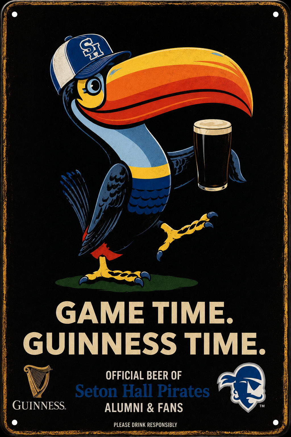 Game Time Guinness Toucan Seton Hall Themed Wall Sign