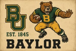 Vintage-Style Baylor Bear Football Wall Art