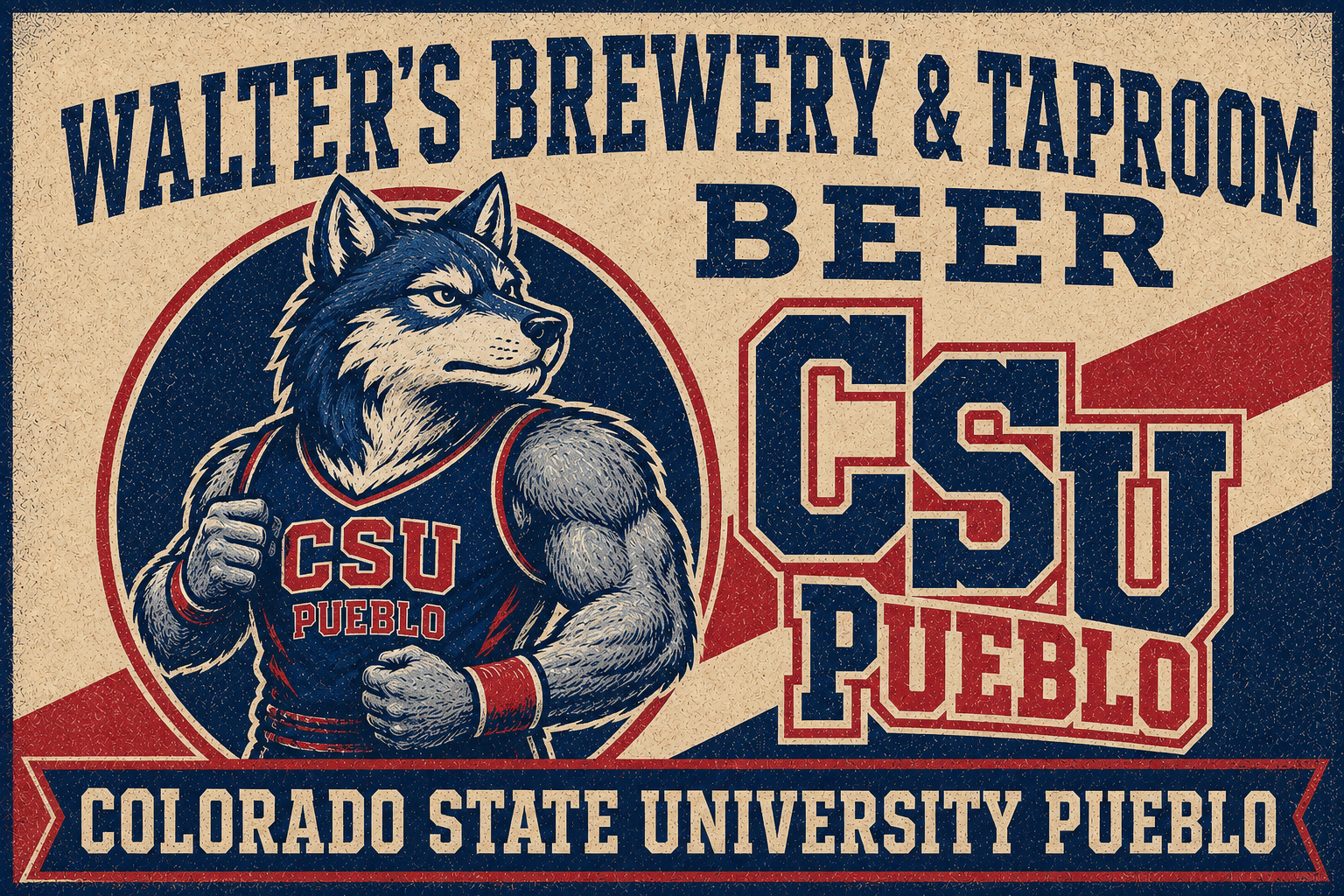CSU Pueblo Wolf Brewery & Taproom Vintage-Style Wall Art