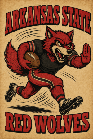 Arkansas State Red Wolves Football Wolf Poster