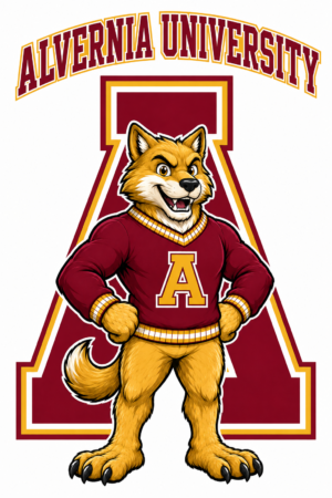 Alvernia University Fox Mascot Maroon & Gold Wall Art