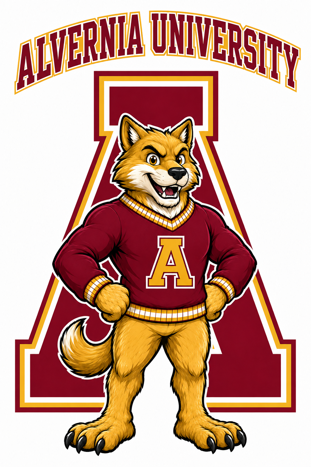 Alvernia University Fox Mascot Maroon & Gold Wall Art
