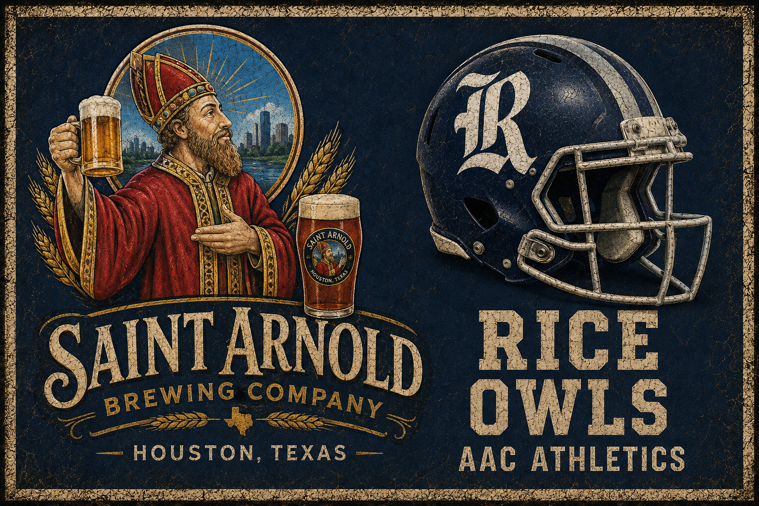 Saint Arnold Brewing Company Rice Owls Houston Graphic Sign