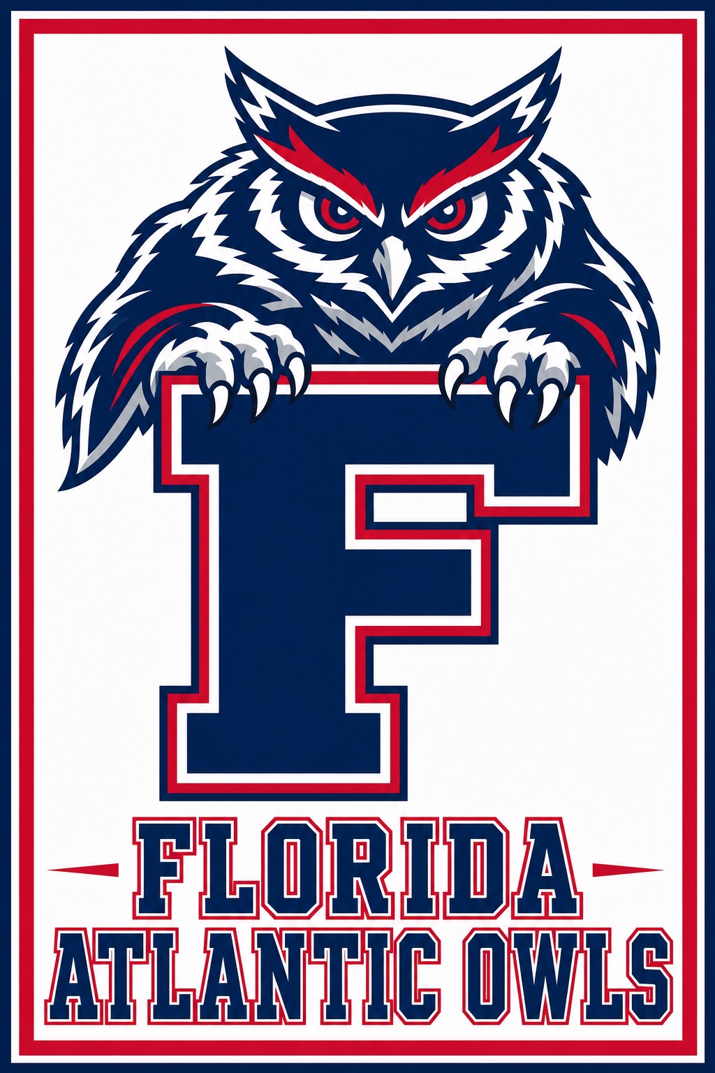 Florida Atlantic Owls Owl and F Graphic Wall Art
