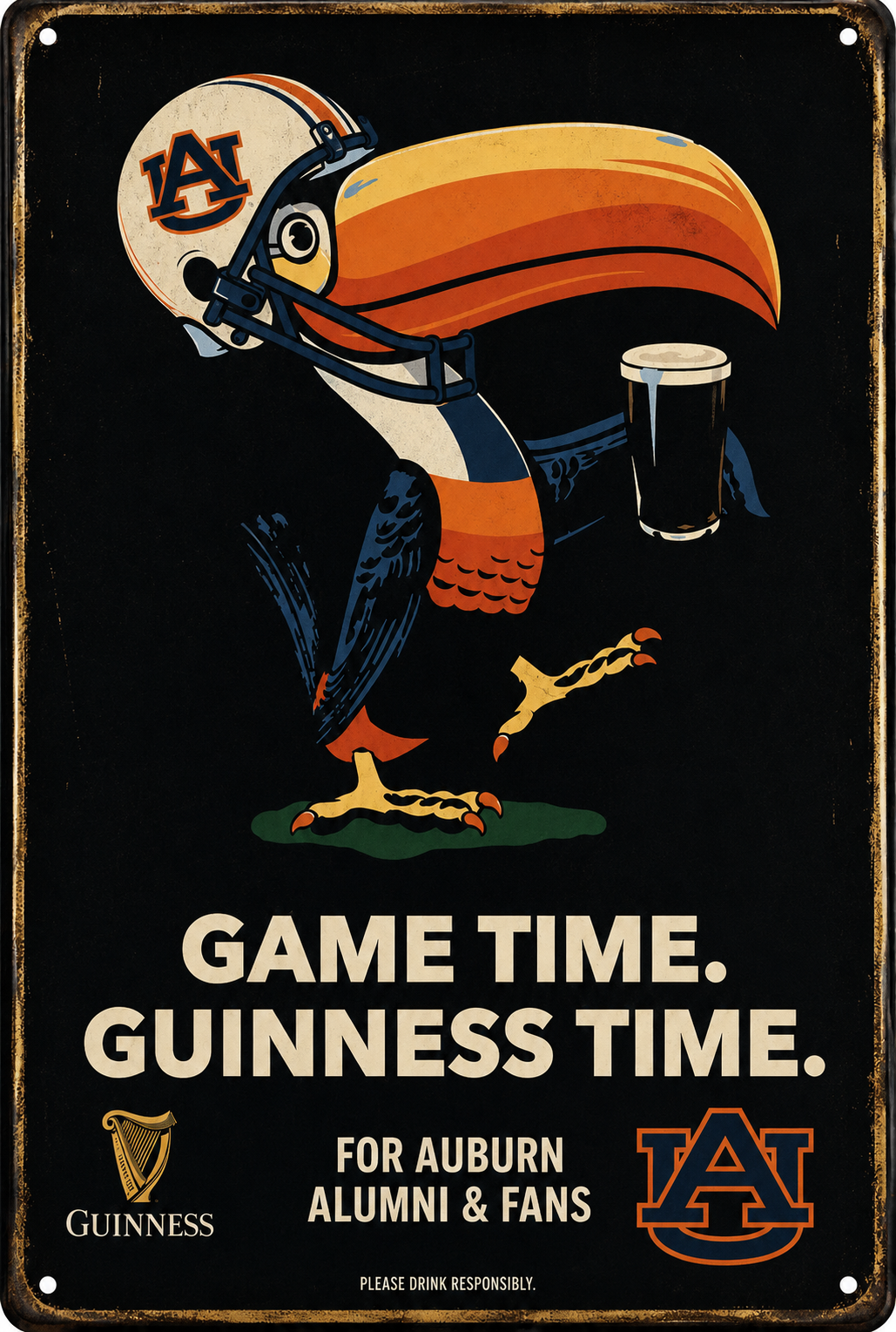 Auburn Tigers Football Game Time Decorative Sign