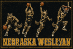 Nebraska Wesleyan Basketball Wolves Vintage-Style Wall Art