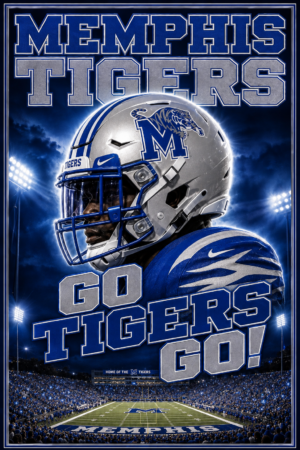 Memphis Tigers Football Helmet Stadium Wall Art