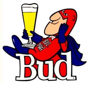 Beer Mascot with Pint Glass and BUD Graphic