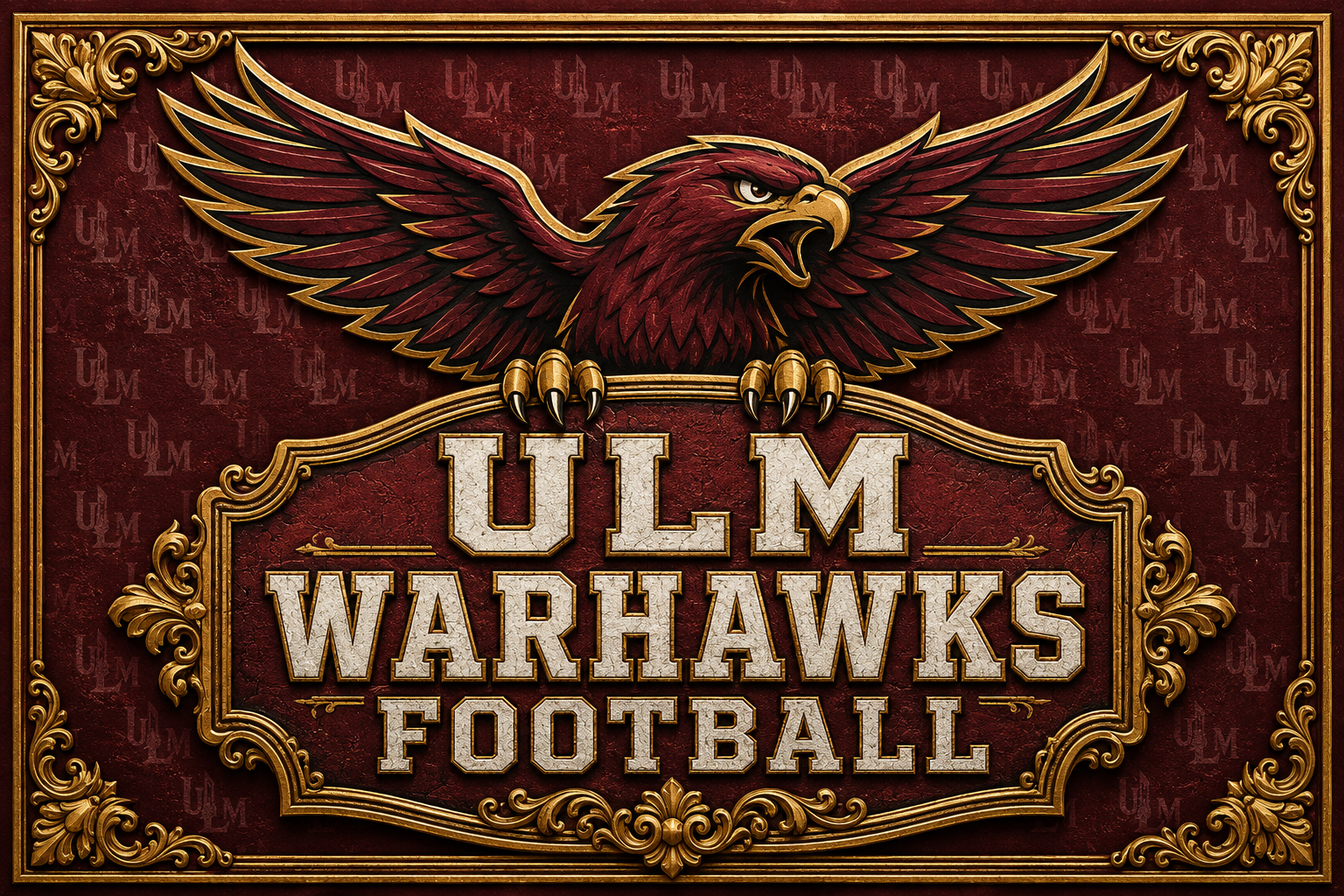 ULM Warhawks Football Eagle Vintage-Style Wall Art