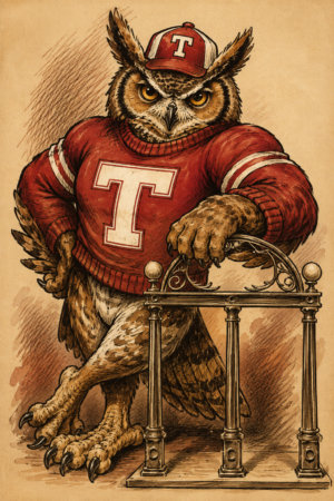 Illustrated Owl Football Player Wall Art