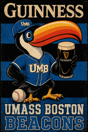 UMass Boston Beacons Baseball Guinness-Style Bird Wall Art