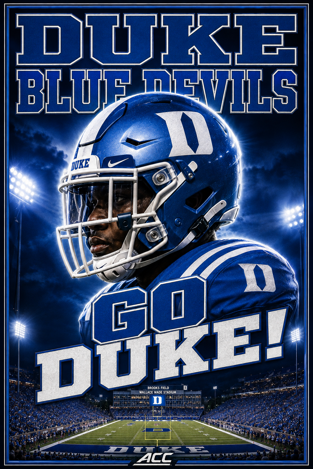 Duke Blue Devils Football Stadium Poster