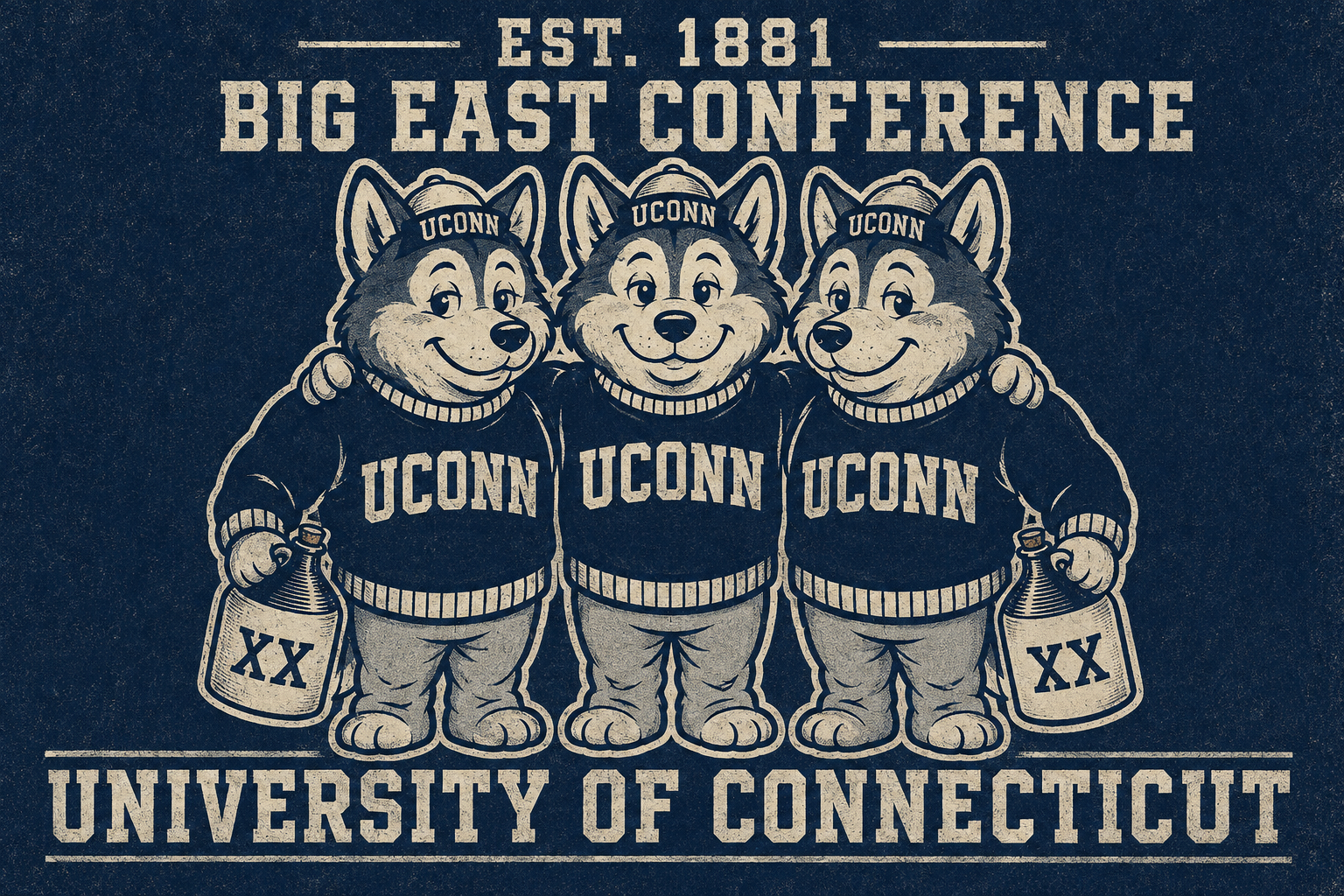 UConn Huskies Big East Conference Vintage-Style Wall Art