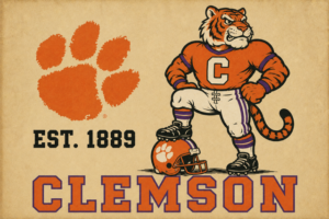 Clemson Tiger Football Vintage-Style Wall Art