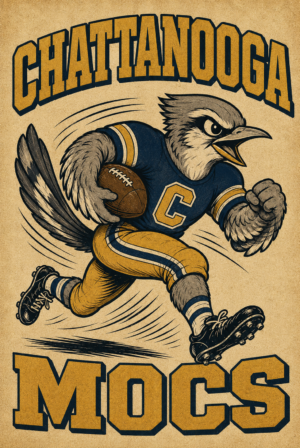 Chattanooga Mocs Football Bird Vintage-Style Wall Art