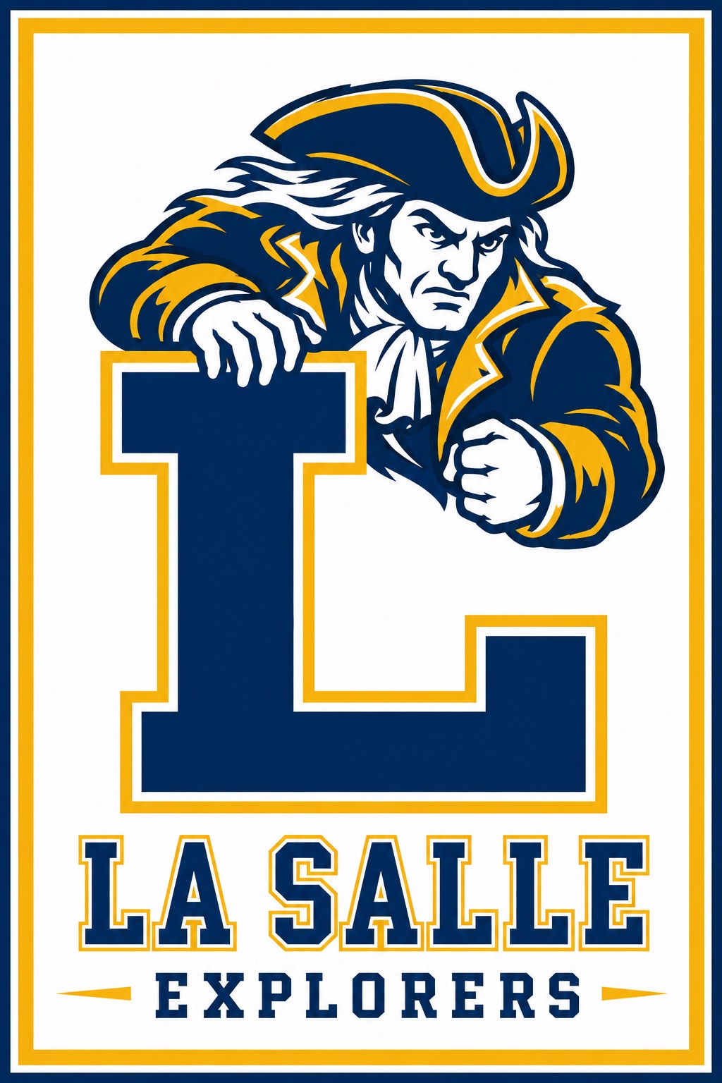 La Salle Explorers Navy and Gold Mascot Wall Art
