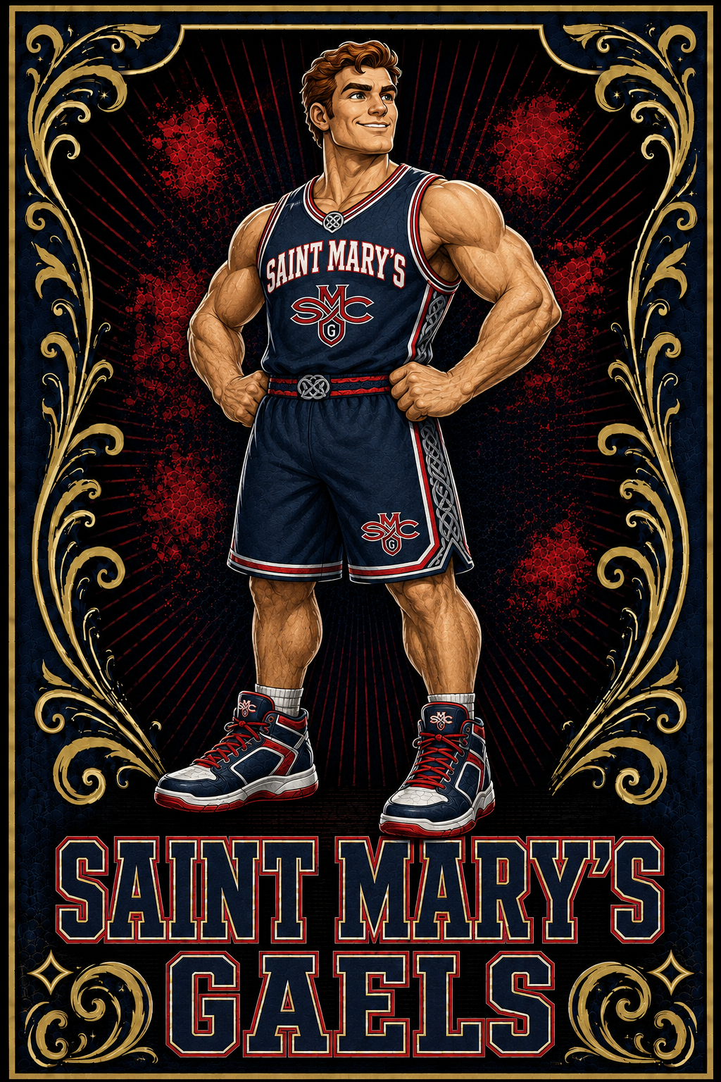 Saint Mary’s Gaels Basketball Player Illustrated Wall Art