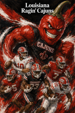 Louisiana Ragin’ Cajuns Football Wall Art Poster