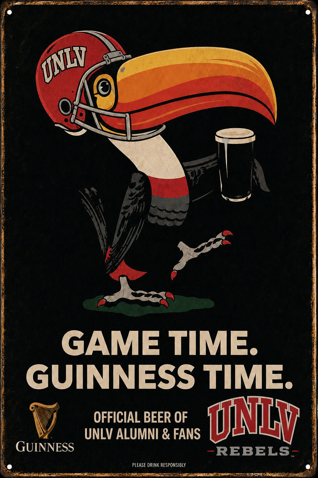 UNLV Rebels Game Time Guinness Style Wall Sign