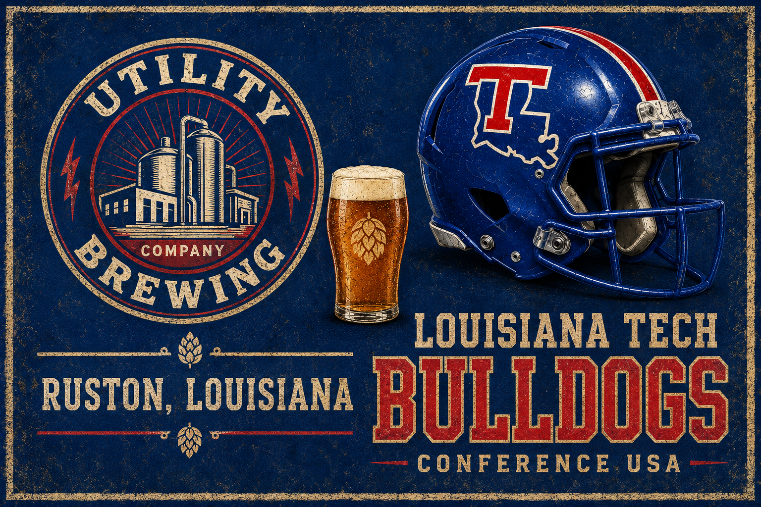 Louisiana Tech Bulldogs Utility Brewing Vintage-Style Wall Art
