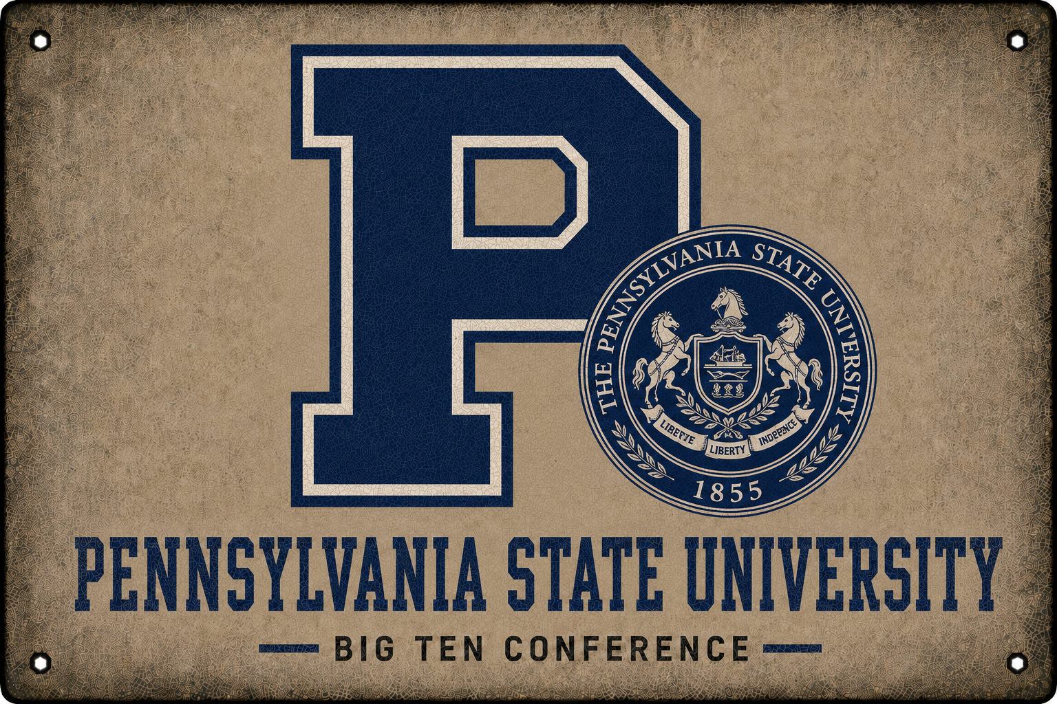 Pennsylvania State University Navy P Wall Sign