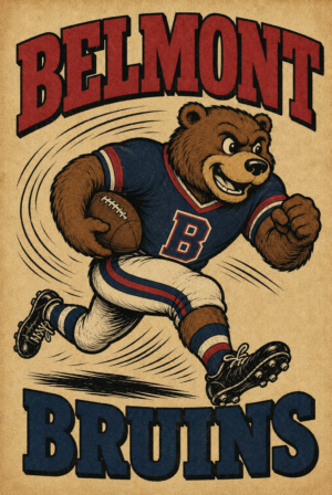 Belmonte Bruins Football Bear Vintage-Style Wall Art